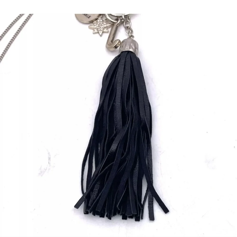 White House Black Market Tassel Charm Crystal Long Necklace